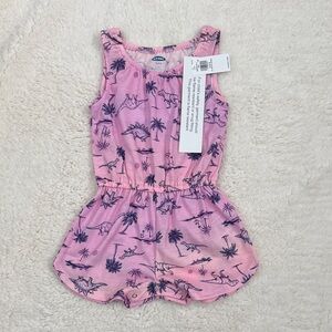 Old Navy Pink Dinosaur and Palm Print Sleep Romper